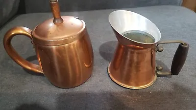 Vintage Copper Wood Creamer Unbranded And Sugar Bowl West Bend Set Lightweight  • $25