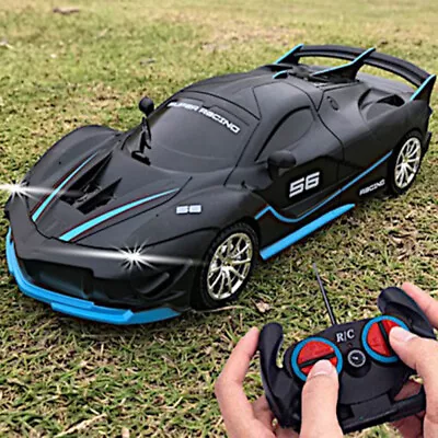 Remote Control Car High Speed RC Cars 1:18 Fast Racing With LED Lights Kids Toy • £12.90