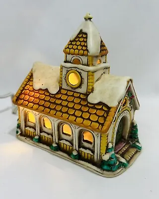 Vintage Lefton Snow Village Christmas Church Byron Wood Hand Painted 1987 06350 • $27