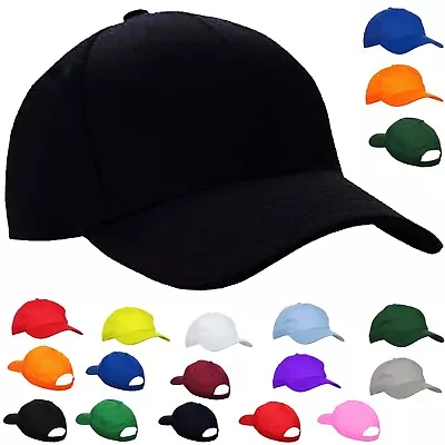 Baseball Cap Adult Mens & Ladies Adjustable Summer Caps & Hats  - 100% PLAIN • £4.99