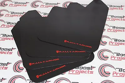 Rally Armor Black Universal Basic Mud Flap W/Red Logo Set Of 4 No HW MF12-BAS-RD • $34.43