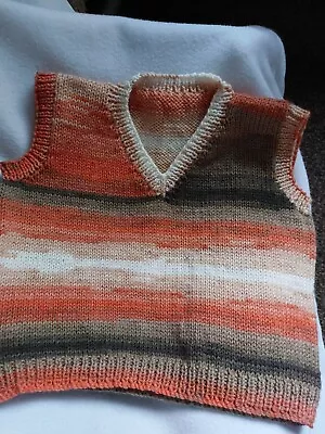 Hand Knitted Boys Sleeveless Jumper  5-6 Approx Age • £8