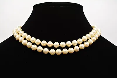 Majorica Sterling Vintage Necklace Double Pearl Strand Collar Chunky Bin6A • $106.36