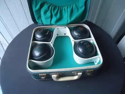 Set Henselite Lawn Bowls Size 4 H Heavy Motorbike Design & Case Classic II • $99