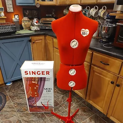 $120 • Buy Singer Model 150❤️Size 10-16  12 Dial Adjustment Red Dress Form