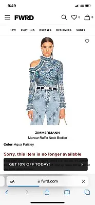 Zimmermann Moncur Ruffle Top Size 2 • $240