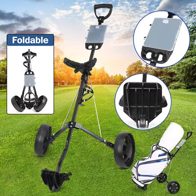 Foldable Golf Buggy Trolley Cart Push Pull 2 Wheels Aluminum Cart AU • $88.79