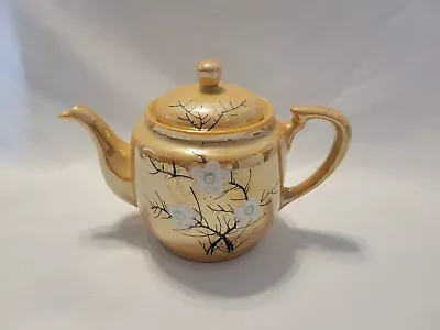 Lusterware Cherry Blossom Teapot Vintage Hand Painted Peach White Brown Japan  • $19.95