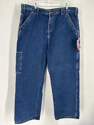 Smiths Workwear Flannel Lined Carpenter Jeans Mens 42x30 Blue Insulated NWT • $29.90