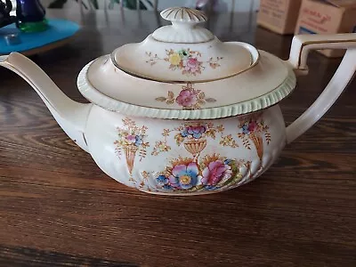 Antique CROWN DEVON FIELDING Floral Teapot W/Lid English Registry Mark • $45