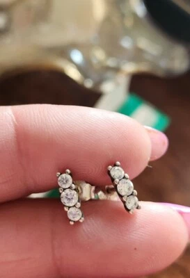 $9.47 • Buy Vintage Pandora Ale 925 Sparkling Stud Earrings