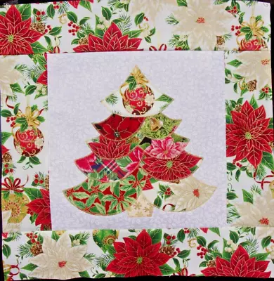Scrappy Branched Red White Print Christmas Tree Mini Quilt Top Appx 15 ½  Sq • $16.99