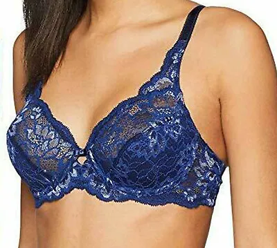 £29.95 • Buy Triumph Amourette Charm W, Underwired, Lace,Non Padded,Full Cup Bra In Blue-dark