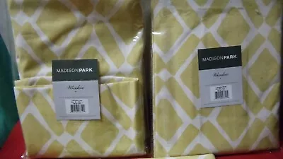 Madison Park Yellow Diamond 3 Rod Panel Curtains-Any Room-42 W X 63L Each • $22