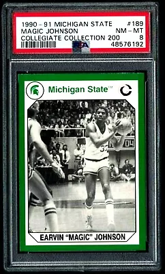 1990 Michigan State Collegiate Collection #189 Magic Johnson Hof Psa 8 Nm-mt *92 • $19.99