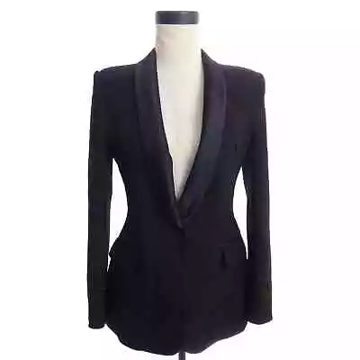 Zara Black Suit Blazer Tuxedo Trim Womens XS • $55