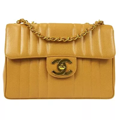 CHANEL Classic Flap Jumbo Mademoiselle Shoulder Bag Beige Caviar 87063 • £6649.51