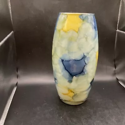 Beautiful Blue And Yellow Swirl Design Vase. 10” Tall.  5.5” Wide.         712a • $34