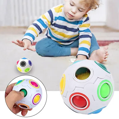 Magic Rainbow Ball Fidget Toy Speed Puzzle Brain Teaser Learning Stress Relief • £4.49