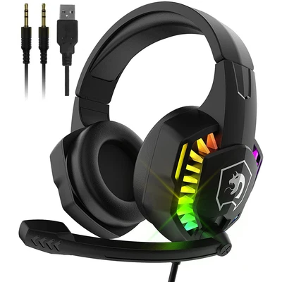 $11.99 • Buy RGB Gaming Headset 5.1 Channel Stereo Noise Cancelling Over Headphones With Mic