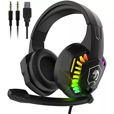 RGB Gaming Headset 5.1 Channel Stereo Noise Cancelling Over Headphones With Mic • $30.99