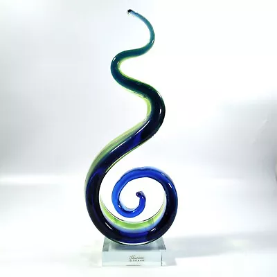 Gorgeous Murano Glassware Swirl Sculpture Green Blue & Clear Italy 12.5  Sticker • $89