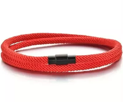 Mens Red Double Layered Rope Wristband Bracelet  • £5.30