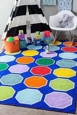 NuLOOM Kecia Octagons Printed Kids Rug 6' 7  X 9' Blue • $157.98