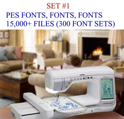 SET 1 15000 PES Format Machine Embroidery Files (300 Font Sets) On USB • $35