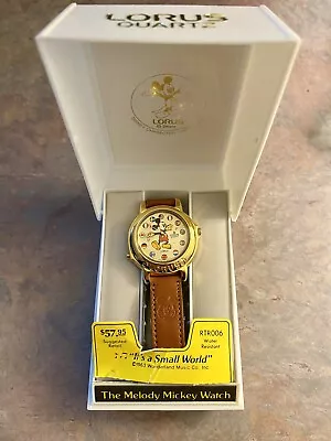 Vtg Mickey Mouse Disney Loris Quartz Musical Watch It's A Small World RTR006 • $59.99