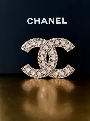 Light Pink Pearl Stones Chanel Brooch CC Logo • $495