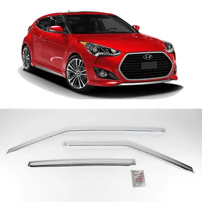 Chrome Window Visor Deflector Rain Guard K737 3P Set For Hyundai Veloster 11-17 • $74.58