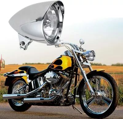 6'' Chrome Billet Motorcycle Headlight For Chopper Sportster Rocker Dyna Softail • $149.79