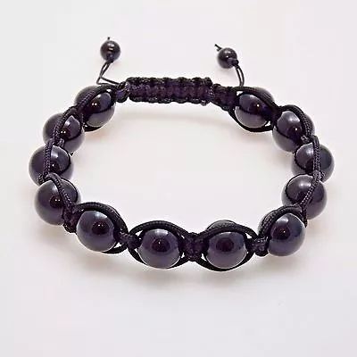 Mens Black Onyx Bracelet - Genuine Onyx Gemstone Adjustable Beaded Bracelet • $14