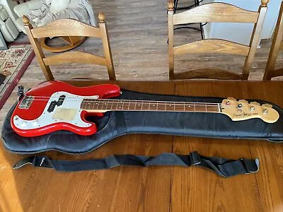 $425 • Buy Fender Squier Bullet Bass Electric Guitar Red Made In Korea Young Chang E710404