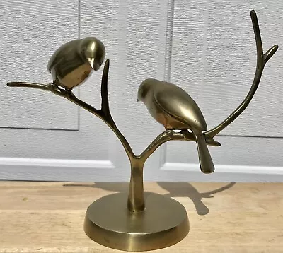 MCM Mid Century Modern Brass Birds On Branch Sculpture Figurine Jewelry Holder • $24.99