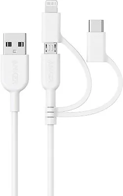 $24.99 • Buy Anker 3-in-1 Charging Cable USB To Type C/Micro USB/Lightning MFi-Certified-3ft