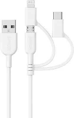 $24.99 • Buy Anker 3-in-1 Charging Cable USB To Type C/Micro USB/Lightning MFi-Certified-3ft