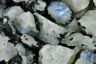 1/2 Lb Rainbow Moonstone Rough Stones - Natural Crystal Mineral Rock Tumbling • $11.99