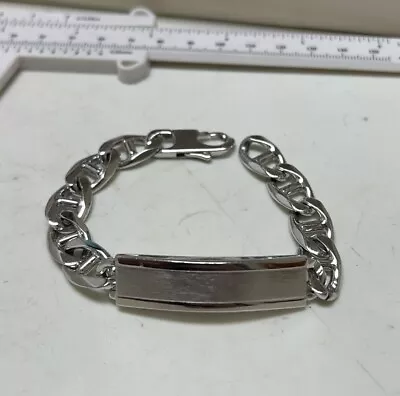925 Sterling Silver Id Bracelet Men 45G 7” 10mm Estate L@@K Rare Identity Name • $120