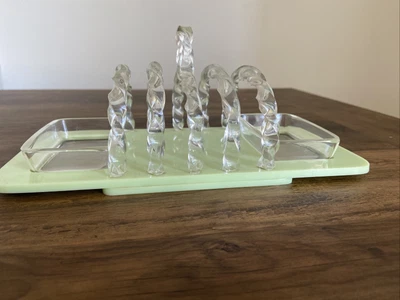 £10 • Buy Vintage Retro Plastic Green Toast Rack With Trays And Clear Aniseed Twist Slots