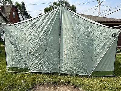 Vintage Diamond Camping Canvas Cabin Tent 12 X 9  No Holes Heavy Weight 7’ High • $575