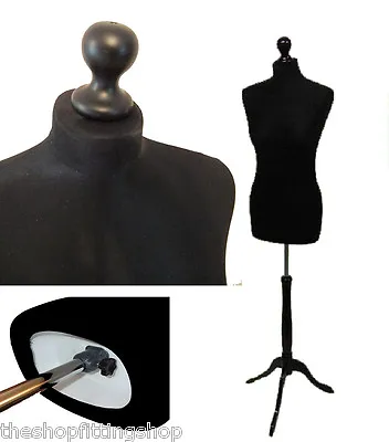 Size 8 BLACK Female Dressmaking MANNEQUIN TAILORS Dummy Dressmaker Fashion Bust • £42.99