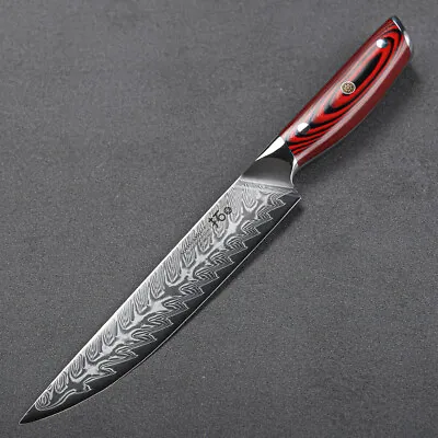 Japanese 8'' Slicing Knife Japan VG10 Damascus Steel Kitchen Meat Slicer Knife • $63.98