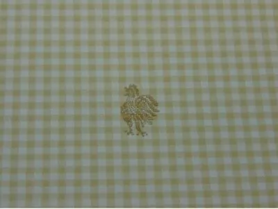 VINTAGE Check Gingham ROOSTERS WHITE ALMOND Fabric French Country - Sold By Yard • $8.99