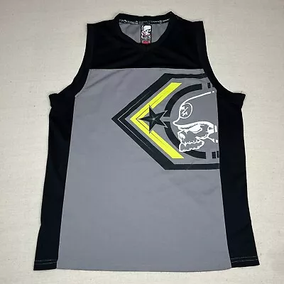 Metal Mulisha Shirt Mens Large Gray Tank Top Sleeveless Jersey Skull Helmet Logo • $26.92