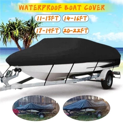 £36.47 • Buy 11-22FT Heavy Duty Boat Speedboat Cover PVC Waterproof Fish Ski V-Hull Marine