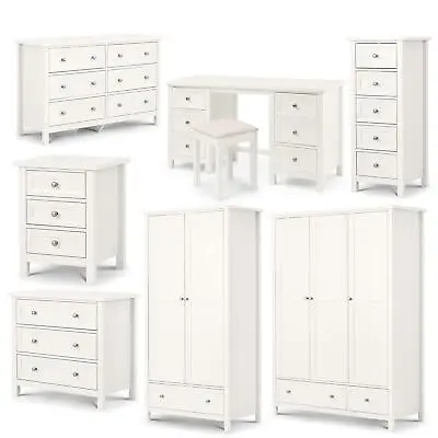 Maine Bedside Table Chest Of Drawers Cabinet Wardrobe Dressing Table White • £621.99