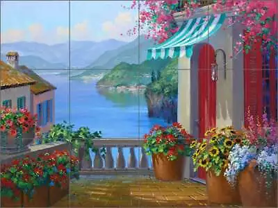 Mediterranean Tile Backsplash Mikki Senkarik Lake Como Art Ceramic Mural MSA139 • $125