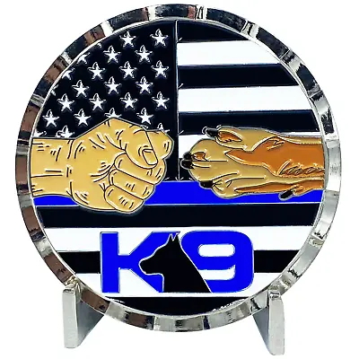 E-009 K9 Police Thin Blue Line Challenge Coin Fist Paw Bump • $19.99